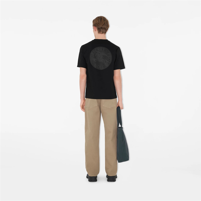 burberry front embroidered back printed ekd cotton t-shirt